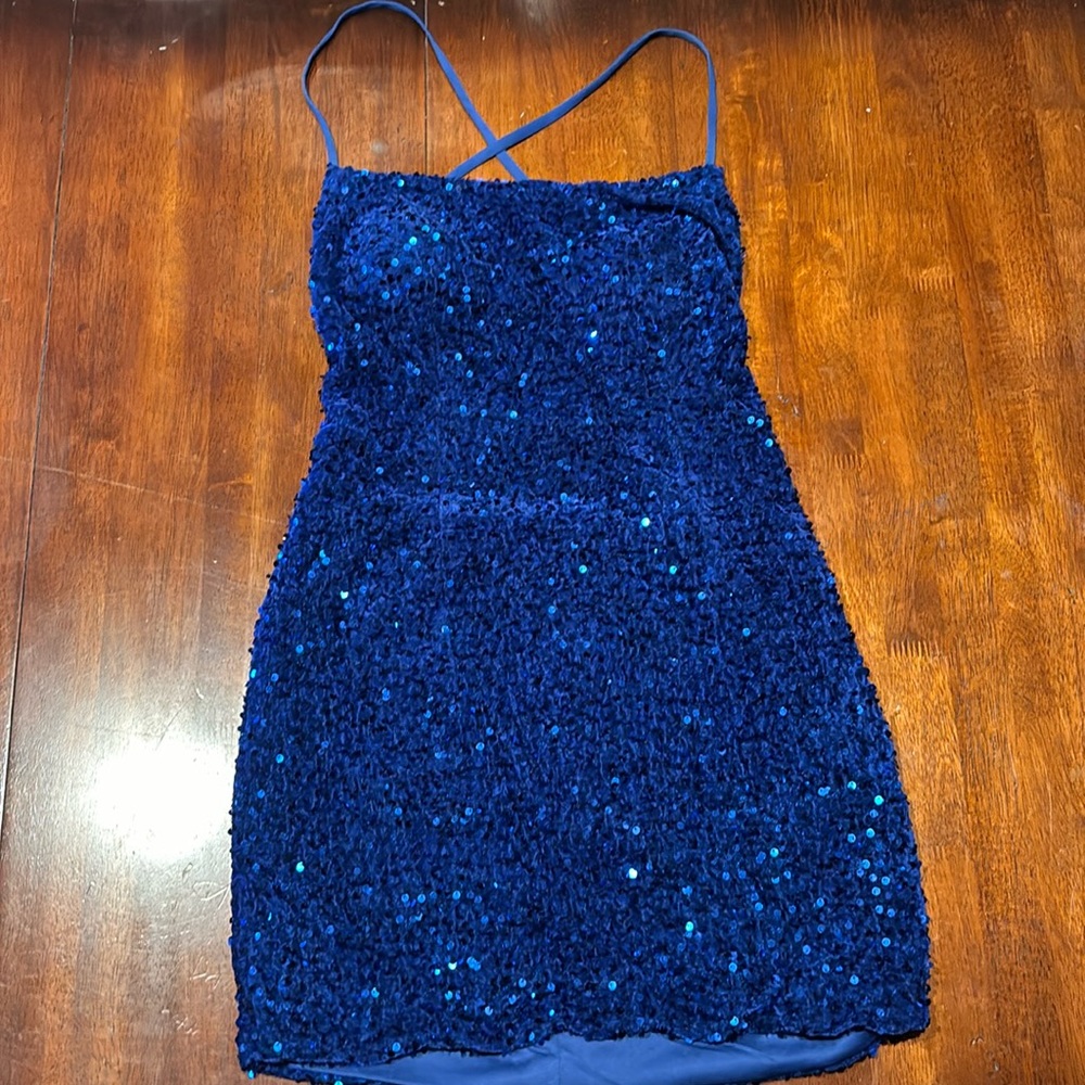 Blue sequin homecoming dress size XL
